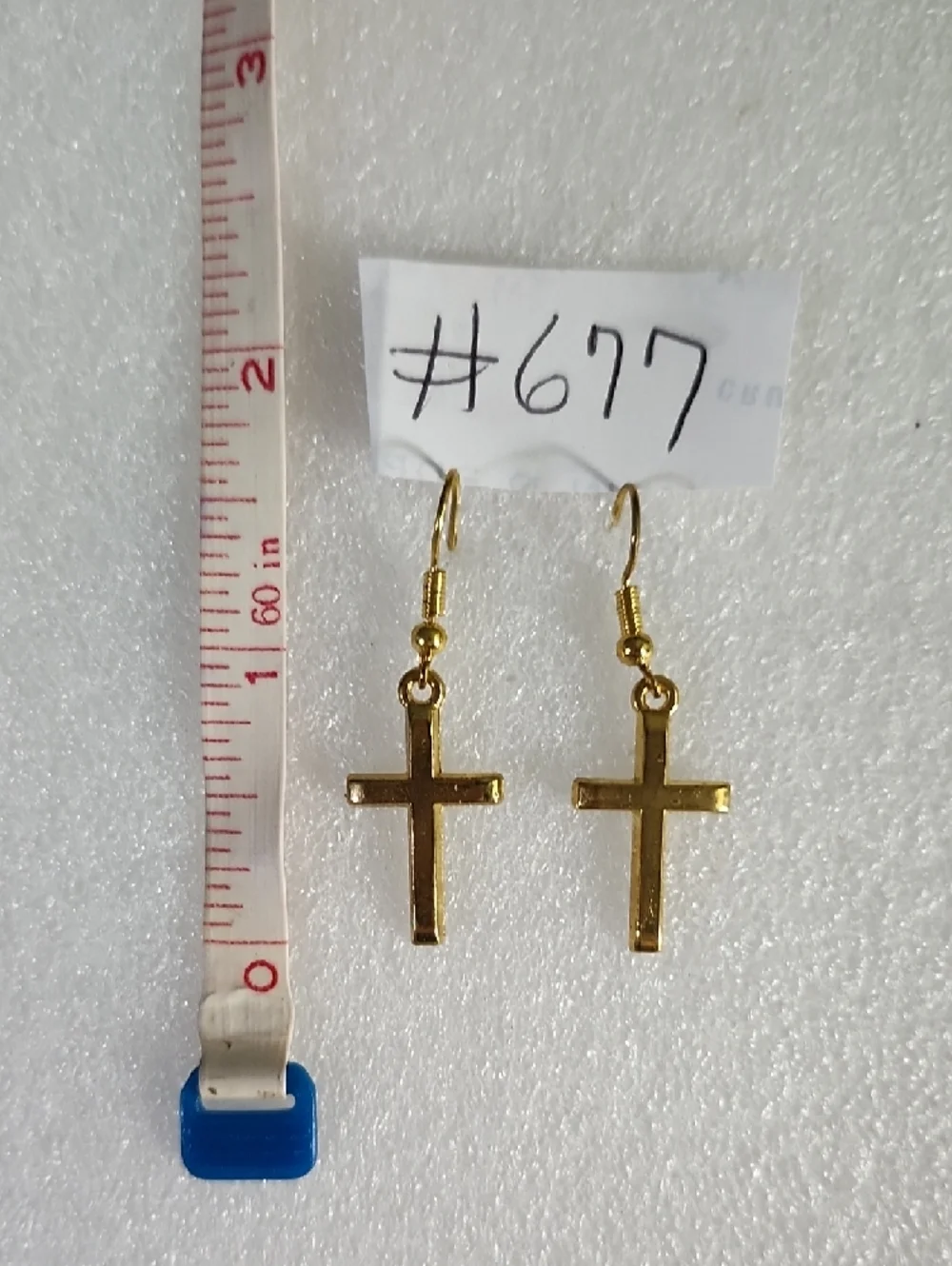 Hand Crafted Gold Cross Dangle Earrings for Women